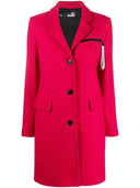 Love Moschino Chic Pink Woolen Coat with Logo Details