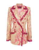 Dolce & Gabbana Pink Gold Jacquard Nylon Coat Blazer Jacket