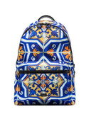 Dolce & Gabbana Multicolor Majolica Print Nylon Travel Backpack Bag