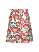Dolce & Gabbana White Green Red Floral High Waist Mini Skirt