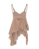 VICTORIA BECKHAM BRA DETAIL RUFFLE CAMI TAUPE
