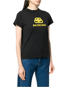 Balenciaga Black Cotton Logo Print Crew Neck Short Sleeves T-shirt