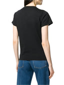 Balenciaga Black Cotton Logo Print Crew Neck Short Sleeves T-shirt