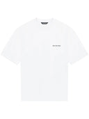 Balenciaga White Logo Cotton Crew Neck Short Sleeves T-shirt