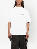 Balenciaga White Logo Cotton Crew Neck Short Sleeves T-shirt