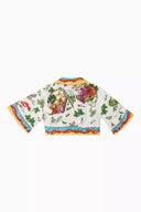 Dolce & Gabbana Multicolor Chili Silk Cropped Blouse Top