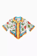 Dolce & Gabbana Multicolor Chili Silk Cropped Blouse Top