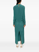 LONG SLEEVE DRAPED LONG DRESS-DRAGON