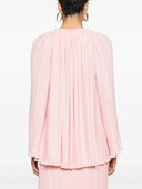 LONG SLEEVE PLEATED BLOUSE OPEN NECK ROSÉ