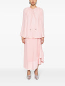 LONG SLEEVE PLEATED BLOUSE OPEN NECK ROSÉ