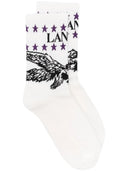 SOCKS LOGO LANVIN AND STARS WHITE MUSTANG BLACK