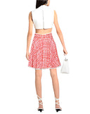 Dolce & Gabbana Red White High Waist A-line Above Knee Skirt