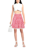 Dolce & Gabbana Red White High Waist A-line Above Knee Skirt