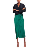 Dolce & Gabbana Dark Green High Waist Midi Pencil Cut Pleated Skirt