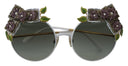 Dolce & Gabbana Gold Floral Embellished Metal Frame Round DG2186 Sunglasses