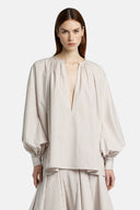 BACCOLO BEIG WHT BLOUSE