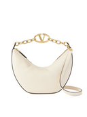 Valentino Garavani Ivory Leather Small Hobo Vlogo Shoulder Bag