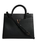 Versace Black Large Leather Top Handle Shoulder Crossbody Bag