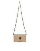 Versace Beige Gold Chain Calf Leather Wallet Crossbody Bag