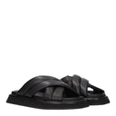 Dolce & Gabbana Black Leather Slippers Sandals