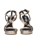 Versace Gold Leather Stiletto Heels Sandals