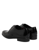 Dolce & Gabbana Black Leather Lace Up Men Derby Formal Shoes