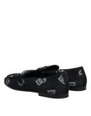 Dolce & Gabbana Blue Logo Cotton Loafers Formal Dress Shoes
