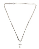 Dolce & Gabbana Silver Tone Brass Chain Religious Cross Pendant Necklace