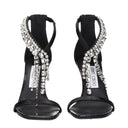 Jimmy Choo Black Leather Stiletto Heels Sandals