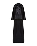 PRUNE CAPSULE RUFFLED COLLAR CAPE BLACK BELLISSIMA