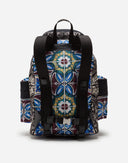 Dolce & Gabbana Multicolor Maiolica Print Nylon Backpack Bag
