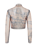YASSMIN SALEH SHAABNA TATTOO CROP TOP BEIGE