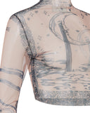 YASSMIN SALEH SHAABNA TATTOO CROP TOP BEIGE