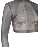 YASSMIN SALEH  SHAABNA TATTOO CROP TOP BLACK