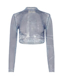 YASSMIN SALEH  SHAABNA TATTOO CROP TOP BLUE