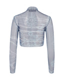 YASSMIN SALEH  SHAABNA TATTOO CROP TOP BLUE