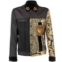 Dolce & Gabbana Black Gold Floral Jacquard Men Biker Jacket