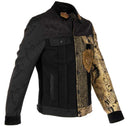 Dolce & Gabbana Black Gold Floral Jacquard Men Biker Jacket