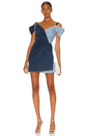 Dolce & Gabbana Two Tone Blue Patchwork Denim Mini Dress