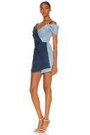 Dolce & Gabbana Two Tone Blue Patchwork Denim Mini Dress
