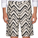 Dolce & Gabbana White Black Striped Cotton Linen Shorts