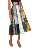 Dolce & Gabbana Multicolor Patchwork High Waisted Midi Skirt