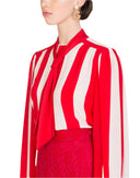 Dolce & Gabbana White Red Stripes Long Sleeves Mini Dress