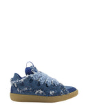CURB SNEAKER WITH FREYED DENIM BLUE