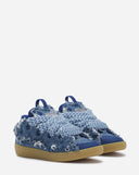 CURB SNEAKER WITH FREYED DENIM BLUE