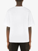 Dolce & Gabbana White Logo Print Cotton Crew Neck T-shirt