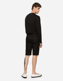 Dolce & Gabbana Black Cotton Stretch Mid Waist Bermuda Shorts