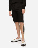 Dolce & Gabbana Black Cotton Stretch Mid Waist Bermuda Shorts