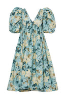 ANOUKI DRESS FLARE FLORAL COTTON DRESS WITH PULL SLEEVES