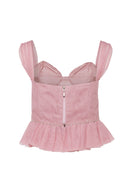 ANOUKI TULLE CORSET STYLE BLOUSE PINK